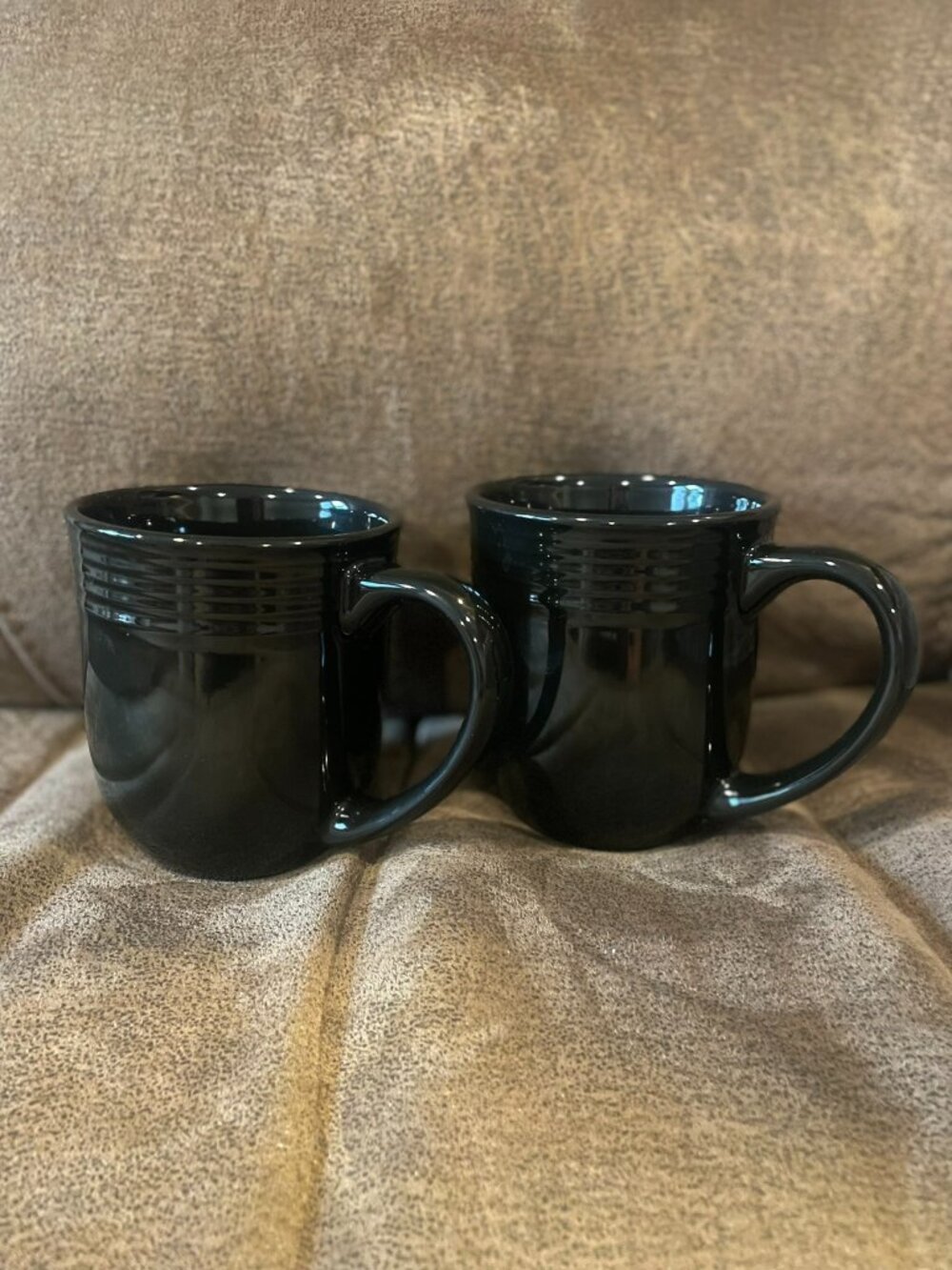 Set of 2 Large Mainstays Chiara Collection Stoneware Mugs Black Hold 16 ounces